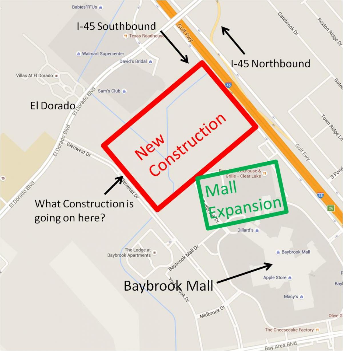 bản đồ của Baybrook trung tâm mua sắm