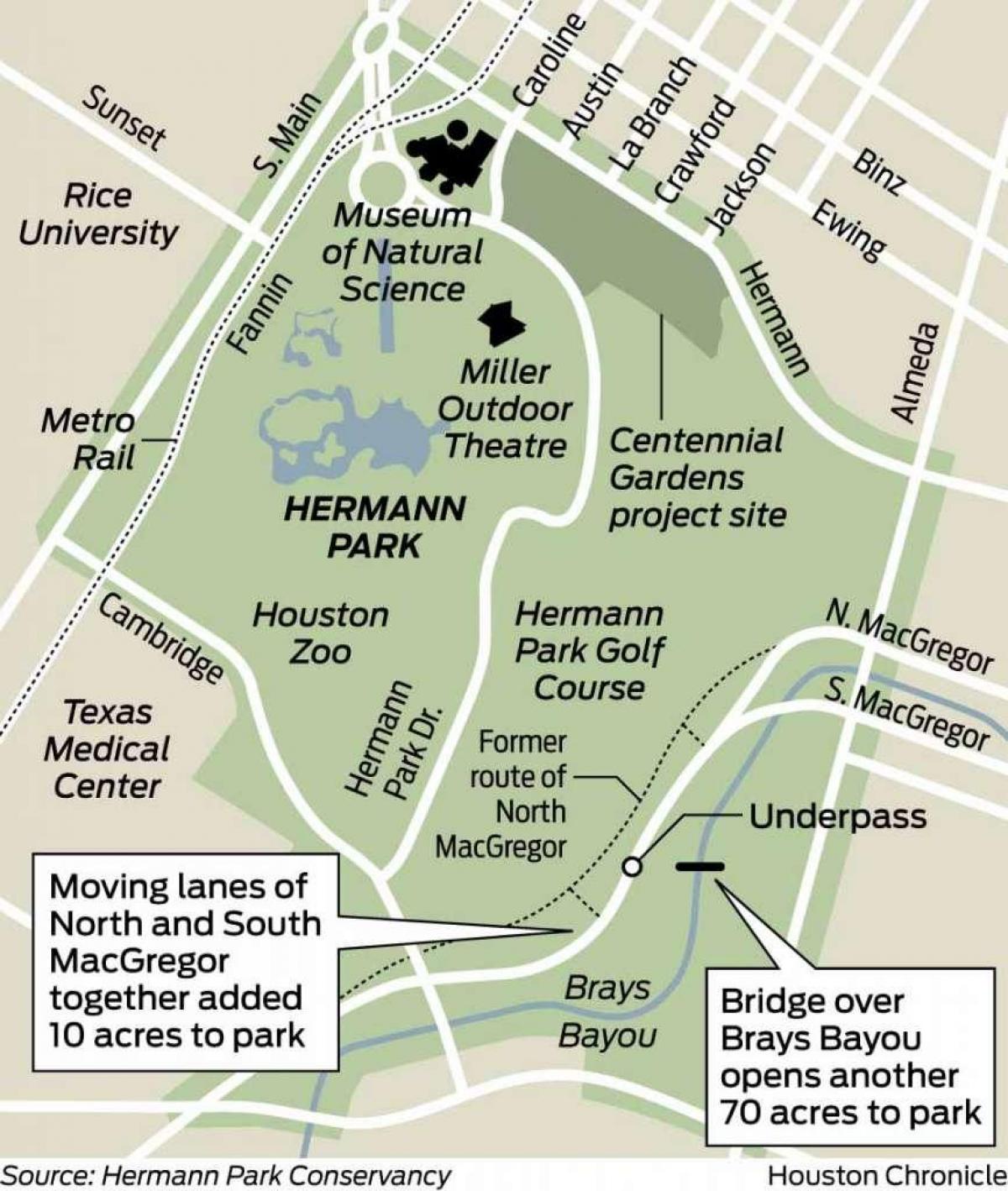 bản đồ của Hermann park