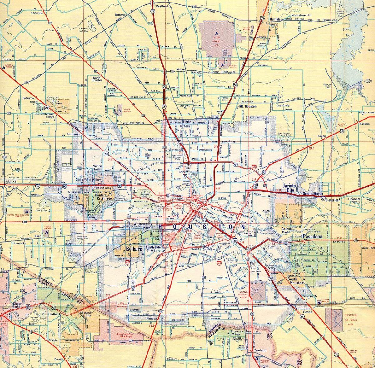 bản đồ đường của Houston