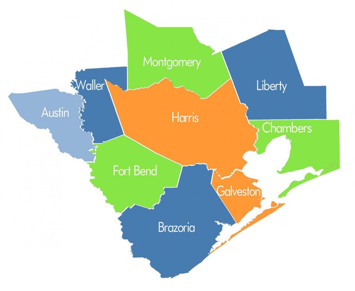 county bản đồ của Houston