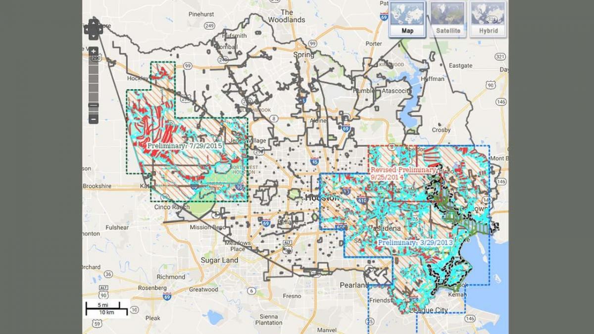 bản đồ của lũ lụt ở Houston