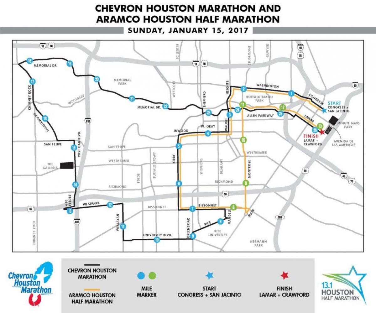 bản đồ của Houston marathon
