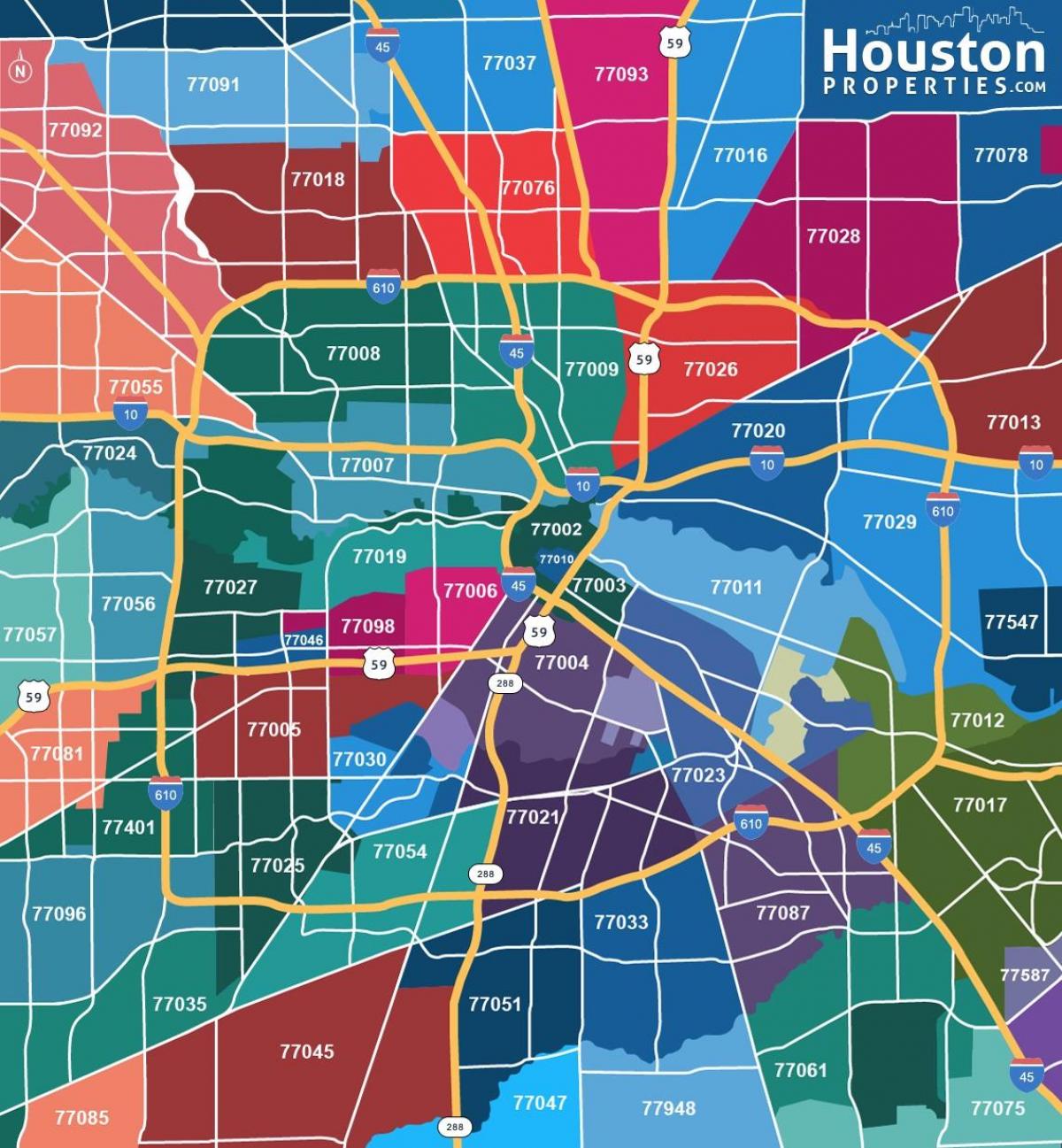 bản đồ của Houston mã zip