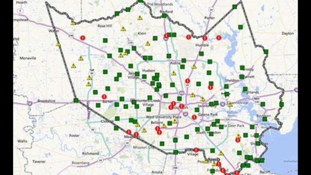 bản đồ của khu vực bị lụt ở Houston