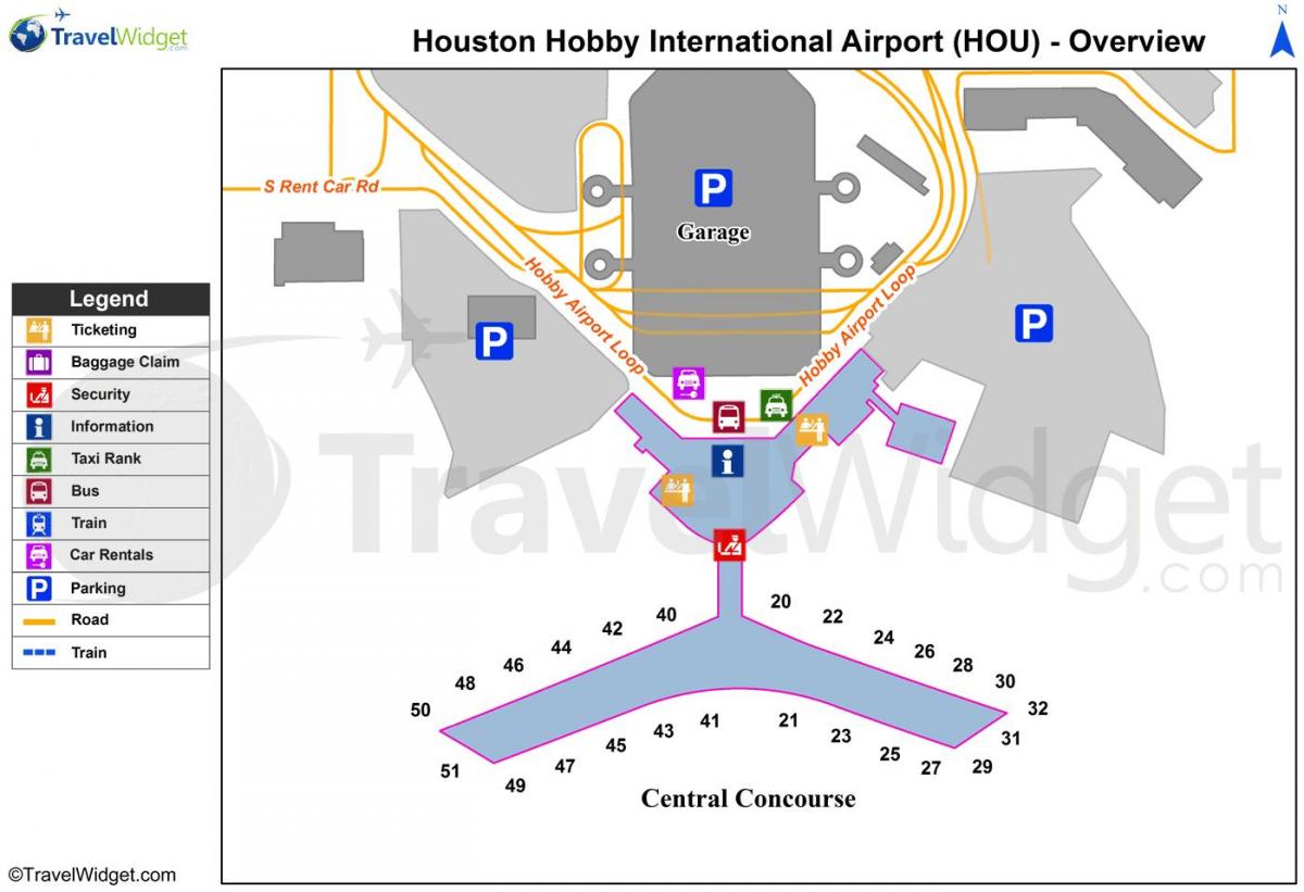 bản đồ của sân bay Houston