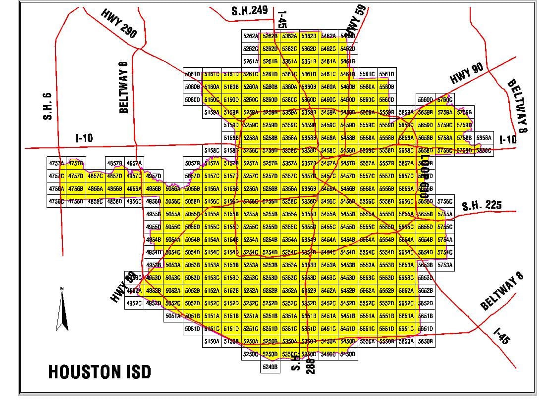 Houston khu vực trường học quận bản đồ