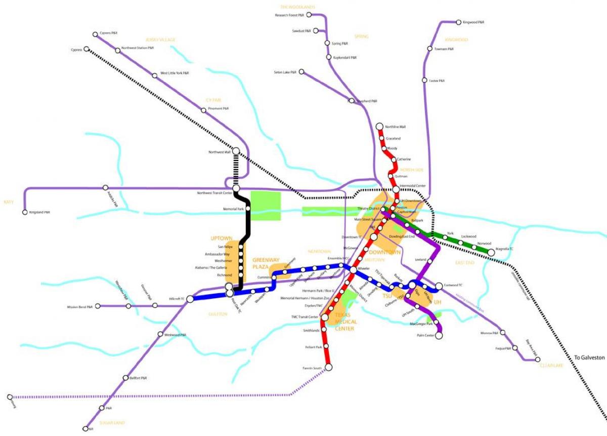 tàu điện ngầm bản đồ Houston