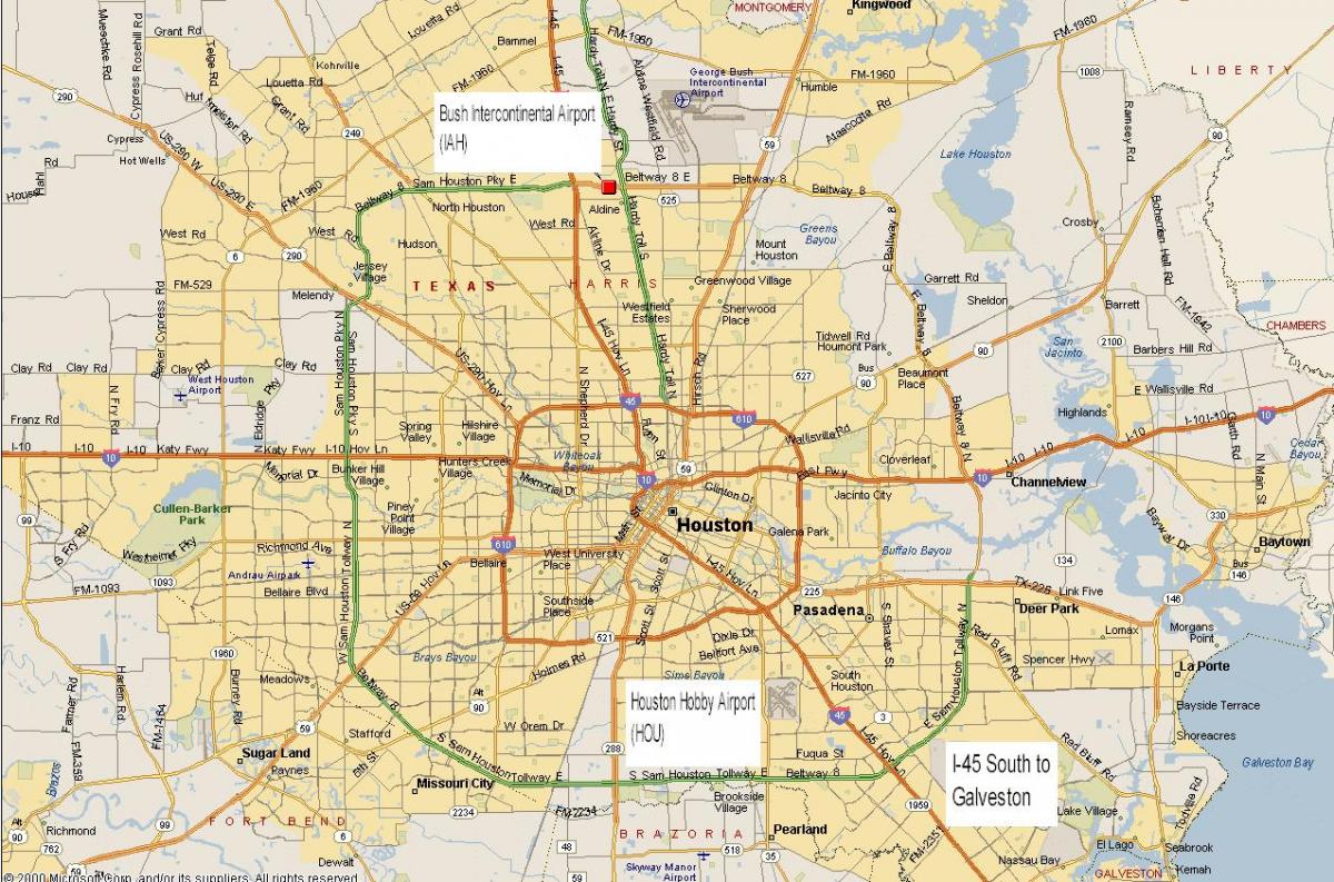 bản đồ của Houston khu vực tàu điện ngầm