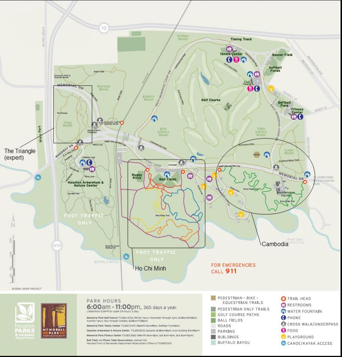 bản đồ của công viên tưởng Niệm Houston