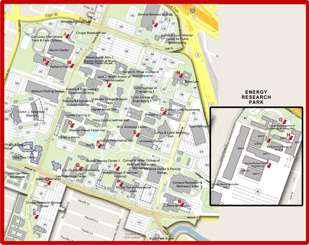 bản đồ của đại học Houston