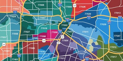Bản đồ của Houston, texas khu vực