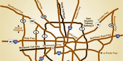 Bản đồ của Houston đường cao tốc