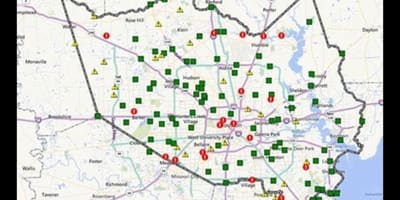 Bản đồ của khu vực bị lụt ở Houston