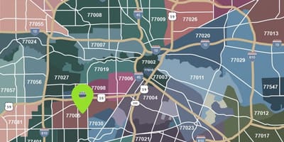 Houston bản đồ với mã zip